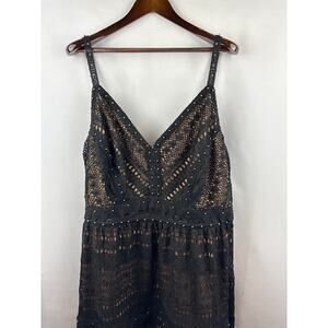 Women’s City Chic XXL Black Lace Sleeveless Maxi Dress w/ Gold Hardware